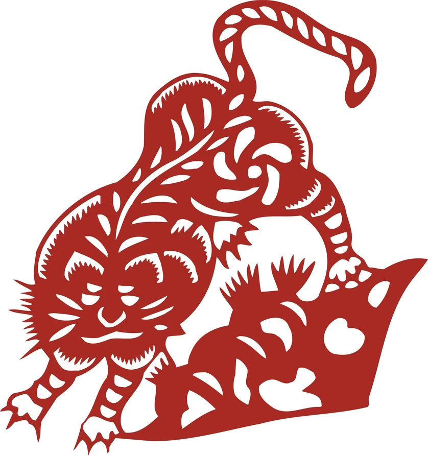 中国风中式传统喜庆民俗人物动物窗花剪纸插画边框AI矢量PNG素材【408】